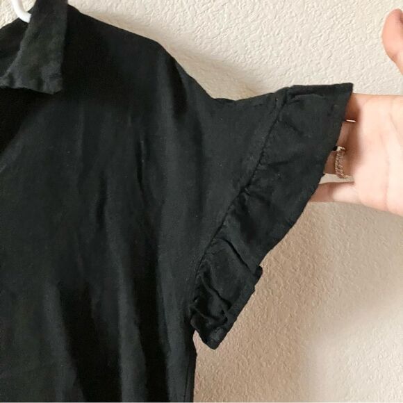 Umgee Black Ombré Bohemian Cottagecore Lagenlook Linen Blend Mini Shirt Dress S - Picture 6 of 8
